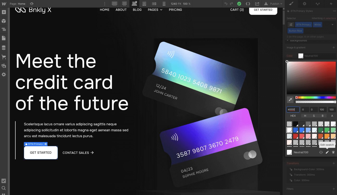 Colors - Bnkly X Webflow Template