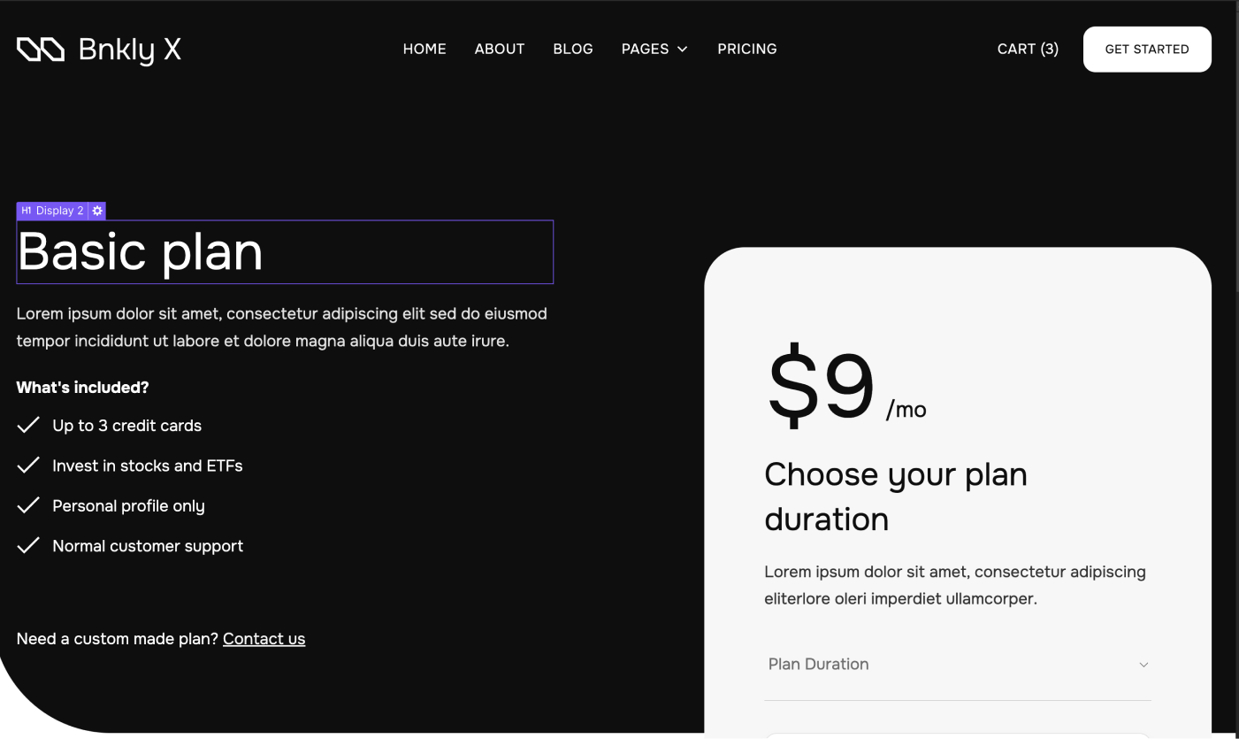 eCommerce Page - Bnkly X Webflow Template
