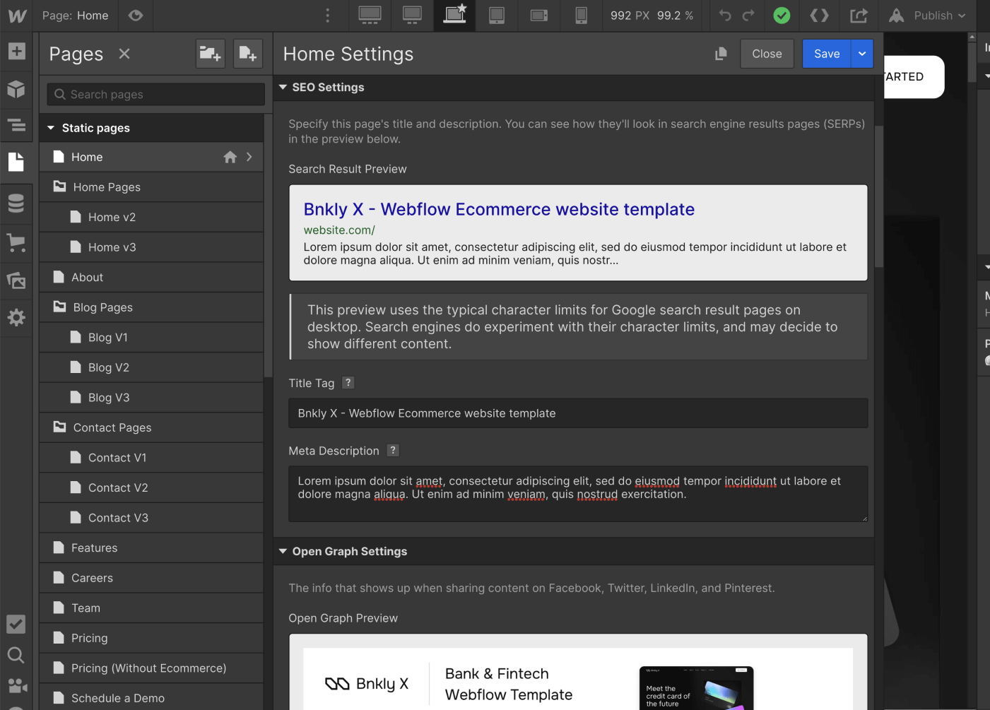SEO - Bnkly X Webflow Template