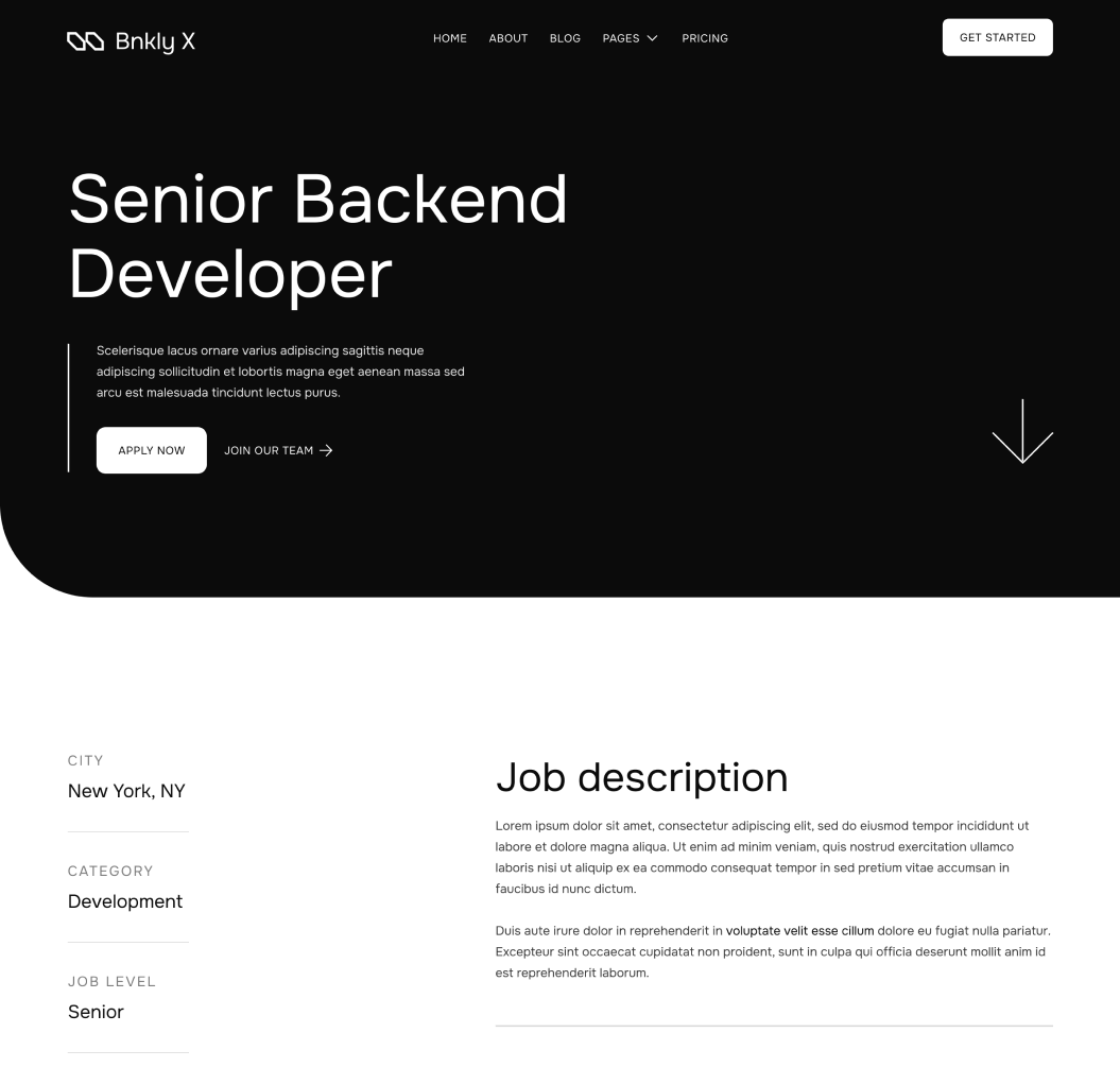 Careers Single - Bnkly X Webflow Template