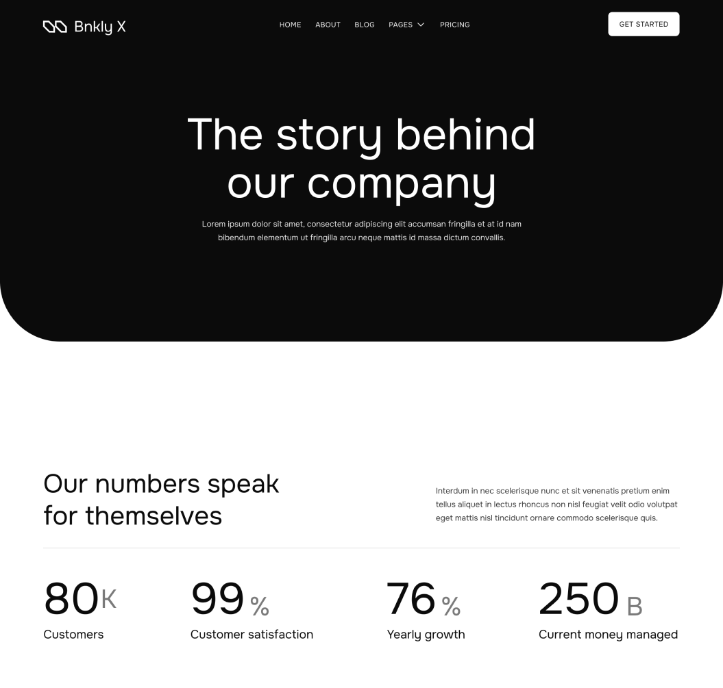 About - Bnkly X Webflow Template