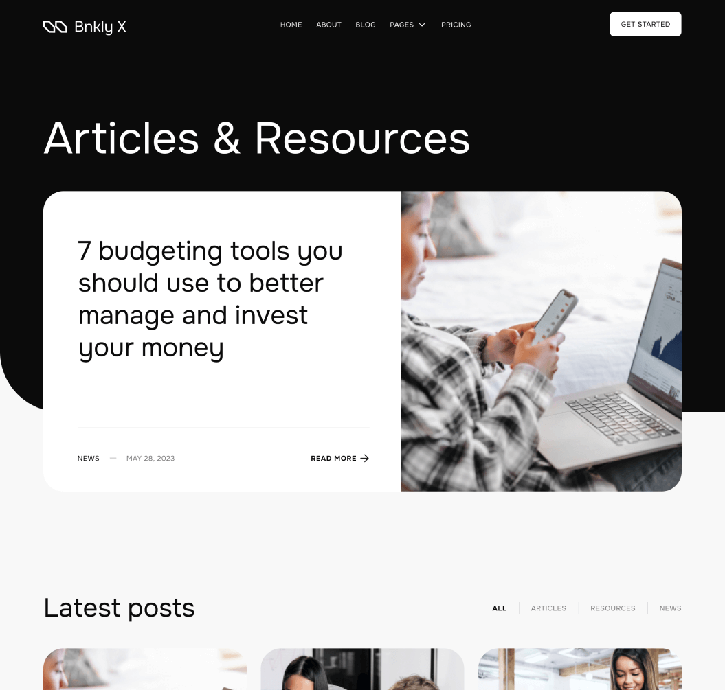 Blog V1 - Bnkly X Webflow Template
