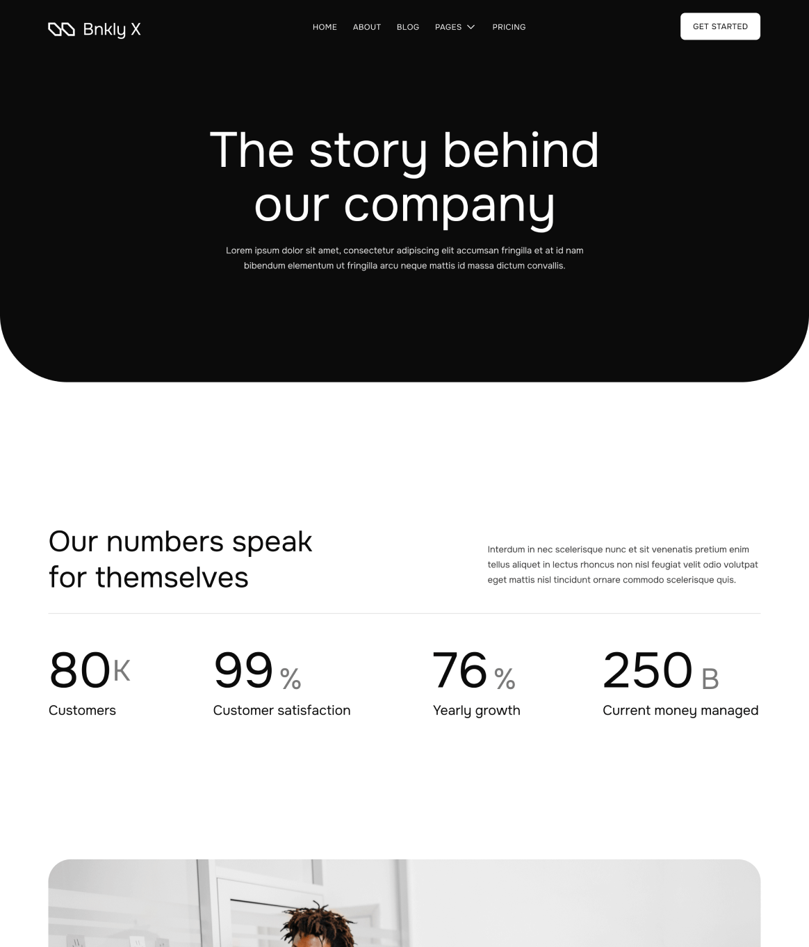 About - Bnkly X Webflow Template