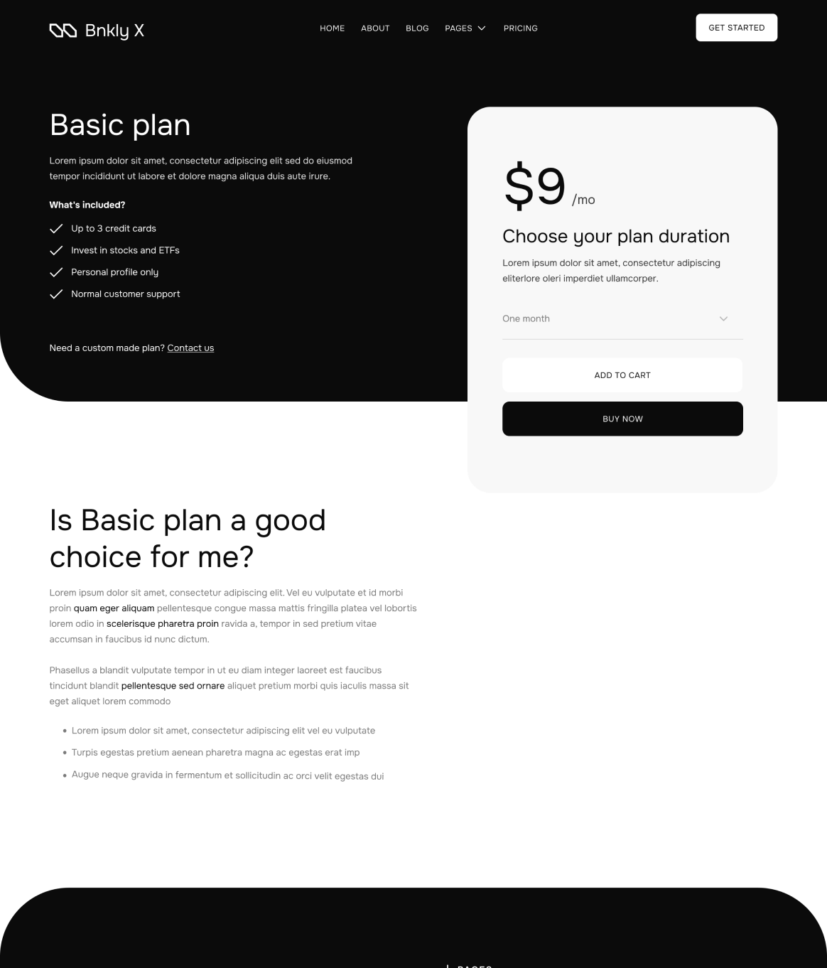 Pricing Single - Bnkly X Webflow Template