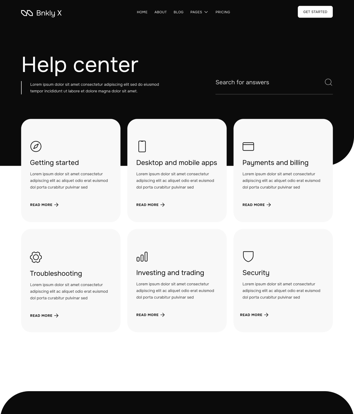 Help Center - Bnkly X Webflow Template
