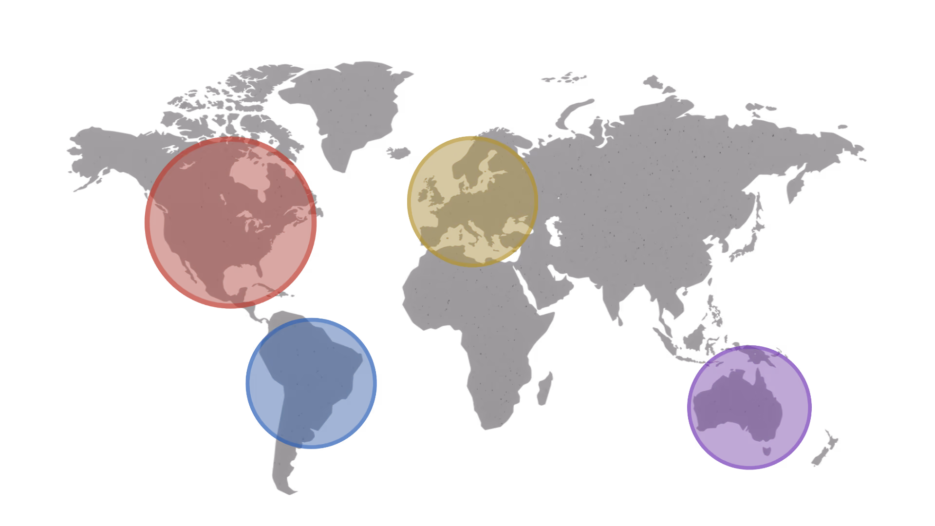 World map with large colored circles highlighting Hart Clinical Consultants partners and ability to have global reach.