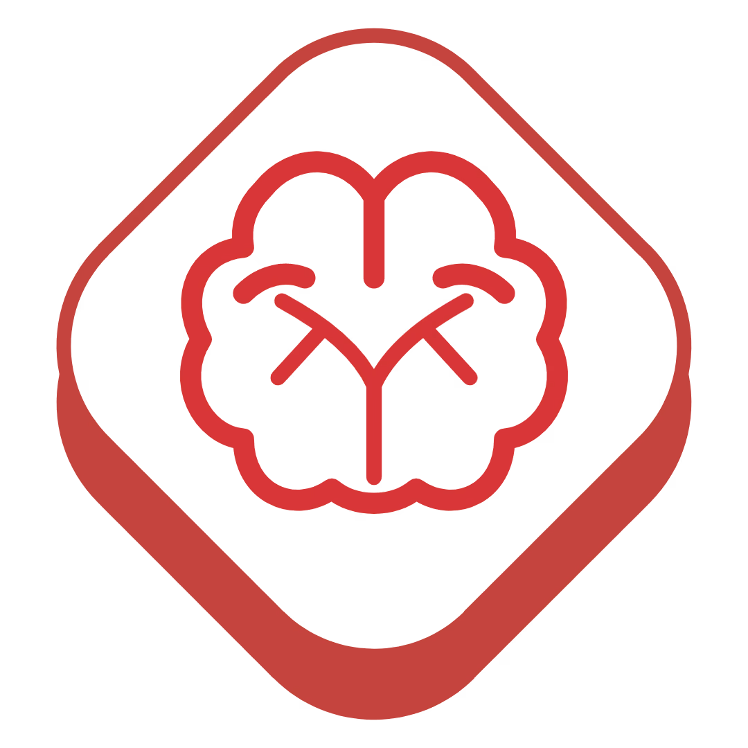 Illustration of a human head outline showing detailed neurovascular structures inside the brain.
