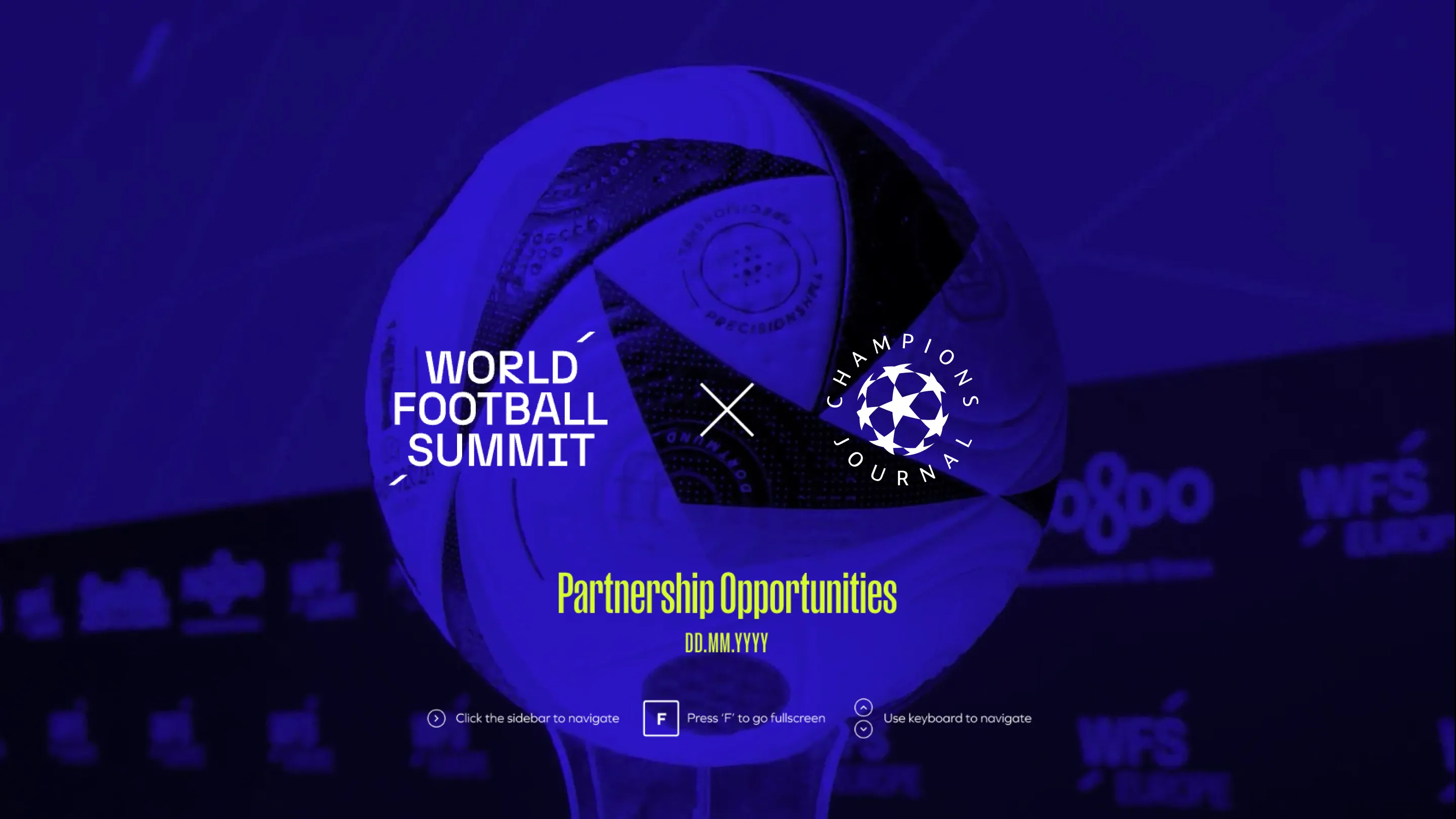 World Football Summit x Champions Journal Partnership Opportunities Hero slide