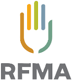 RFMA logo with stylized hand on top of the initials RFMA in bold gray letters.