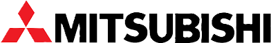 Mitsubishi logo with three red diamonds arranged in a triangular formation next to the word 'MITSUBISHI' in bold black uppercase letters.