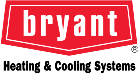 Bryant brand logo in white lowercase letters inside a red shield shape.
