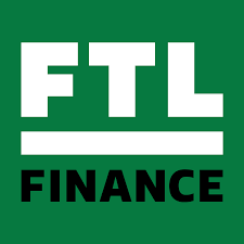 FTL Finance logo with white letters FTL above a white line and black word Finance on green background.