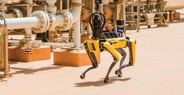 Robotic dog at work at remote gas facility