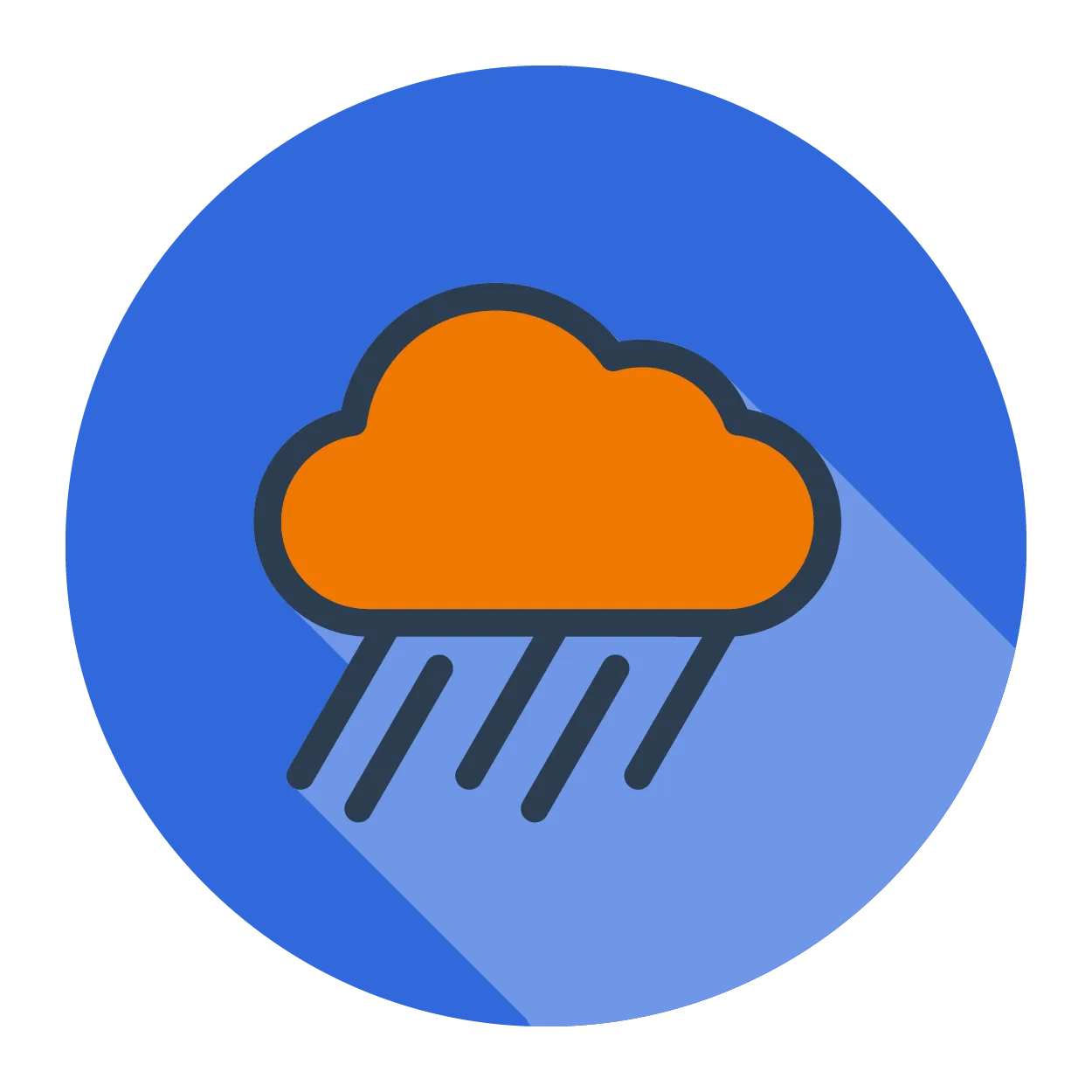 A graphic of a cloud with rain