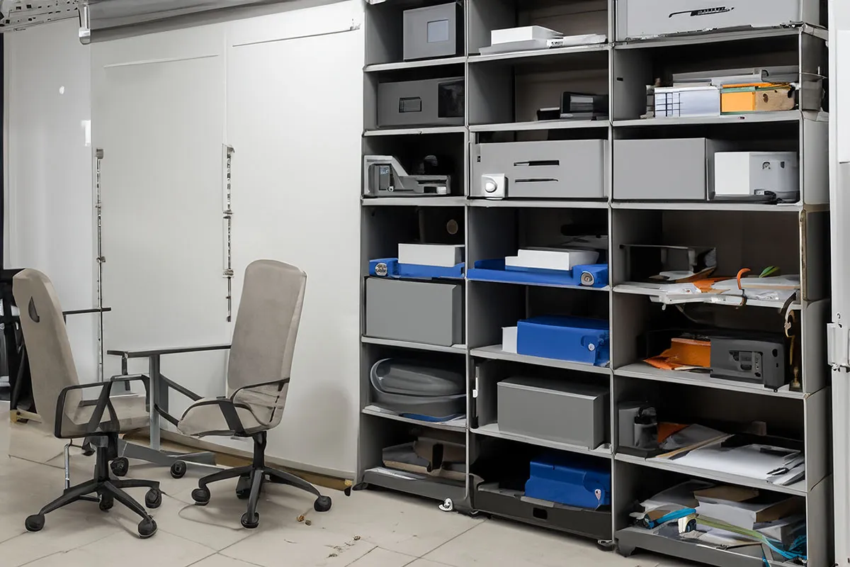 Office equipment in storage