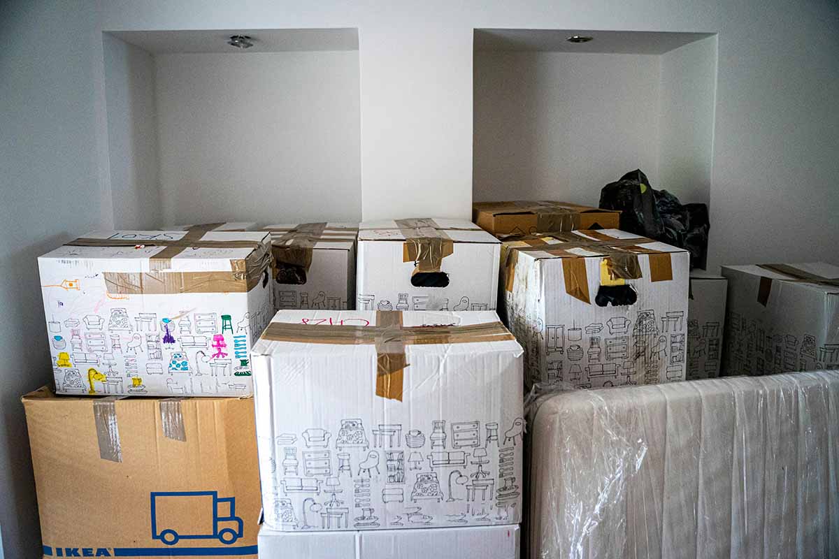 Boxes stacked up at home ready for a move