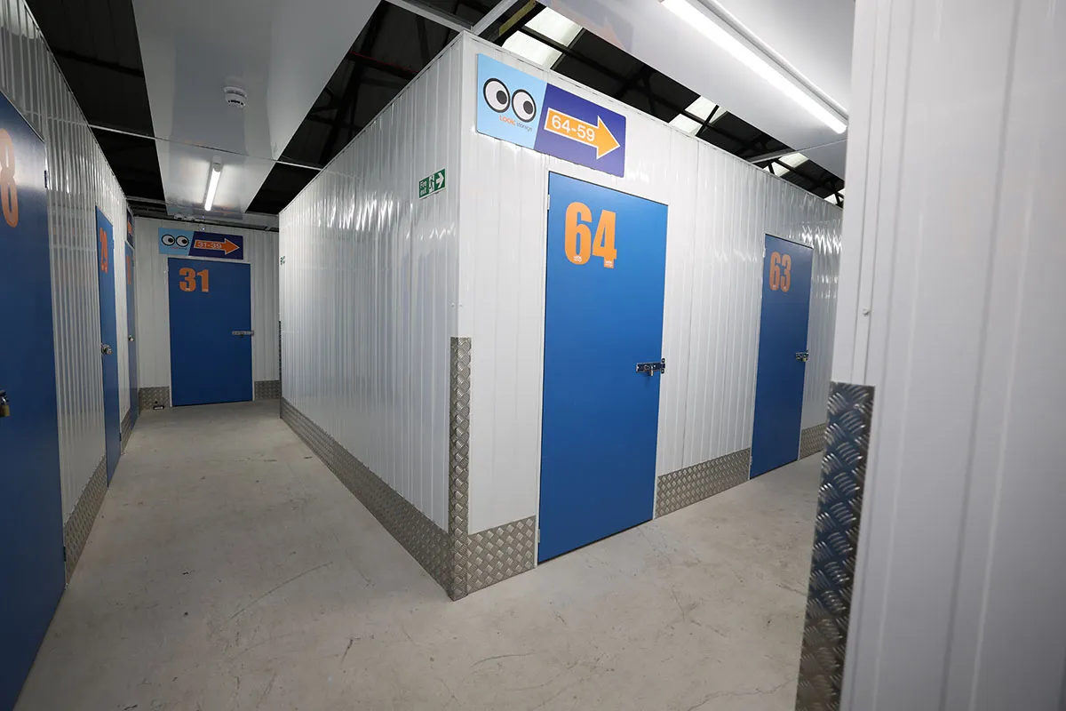 The inside of LOOK Self Storage on Sharp Road, Poole, showing internal storage units