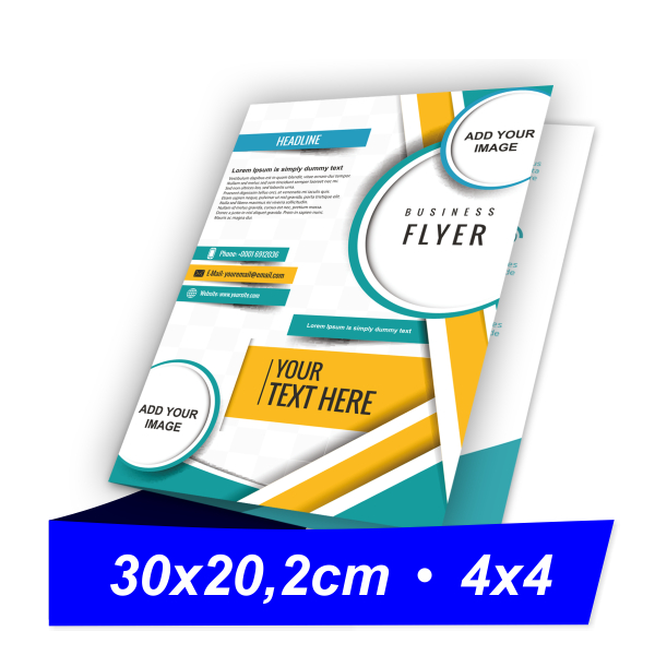 10000 Unid.- Folders - 30 x 20,2 cm - Couchê 90g - 4x4 - 1 Dobra Central