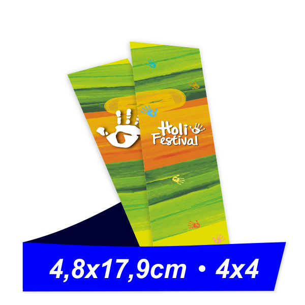1000 Unid. - Marcadores de Página - 4,8 x 17,9 cm - Triplex C2S 300g - 4x4 - Laminação Fosca e Verniz UV Local - Aplicação Frente e Verso