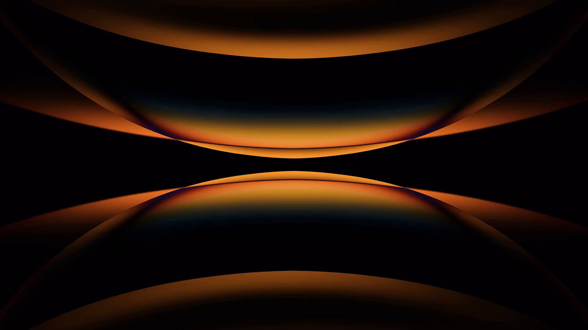 An abstract image of two amber spheres.