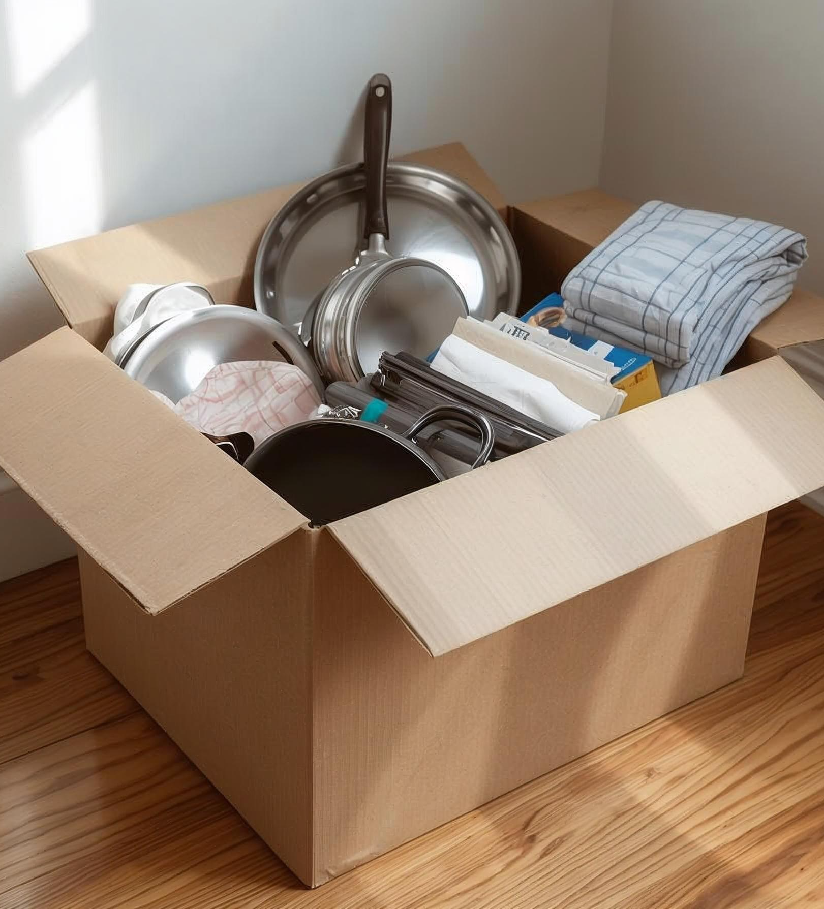 Items in a box ready to be donated.