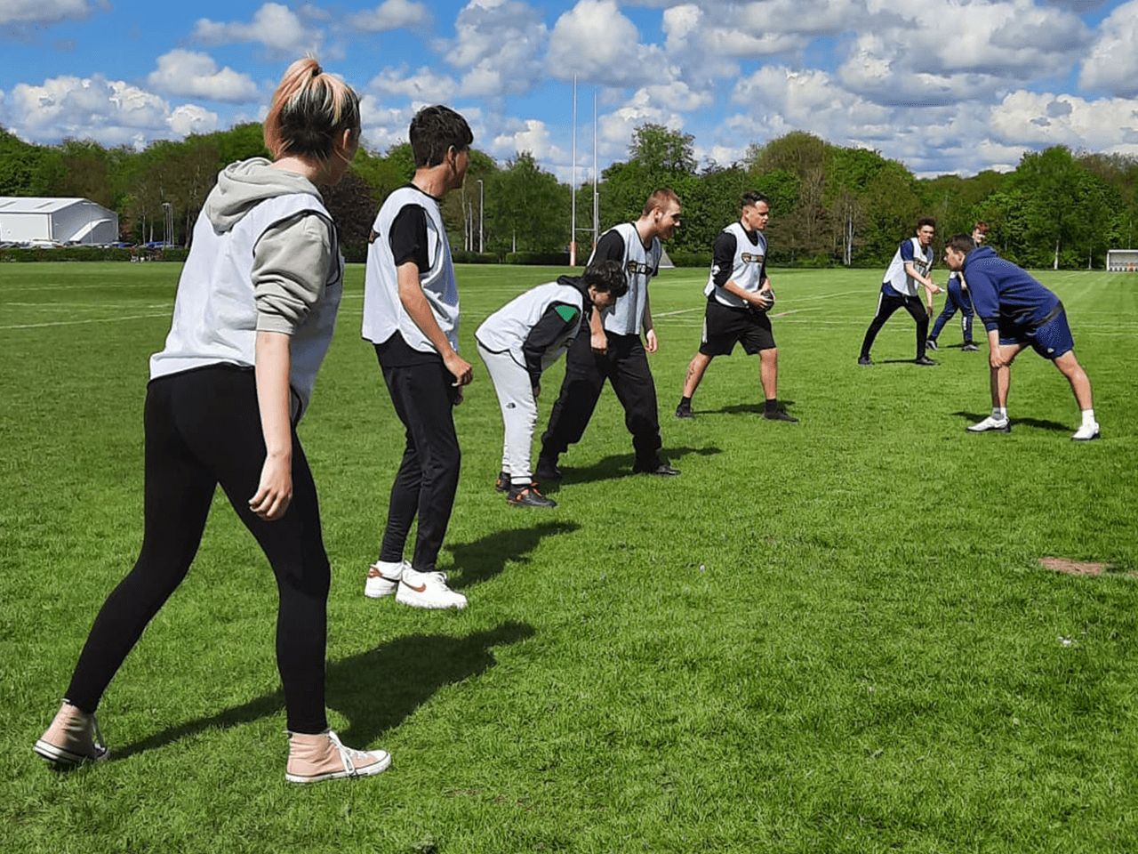 A group of children playing JagTag.