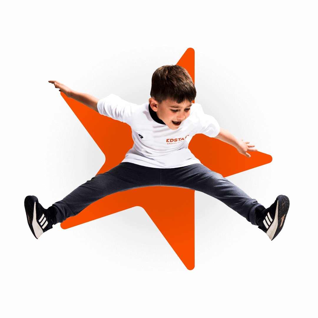 A boy jumping into a star.