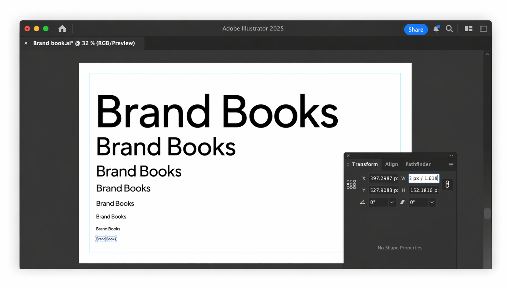 Brand Books type hierarchy in Adobe Illustrator