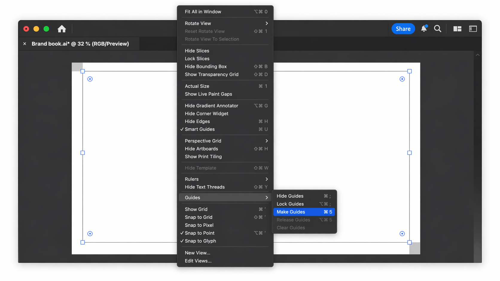 Adjusting margins when creating a brand book