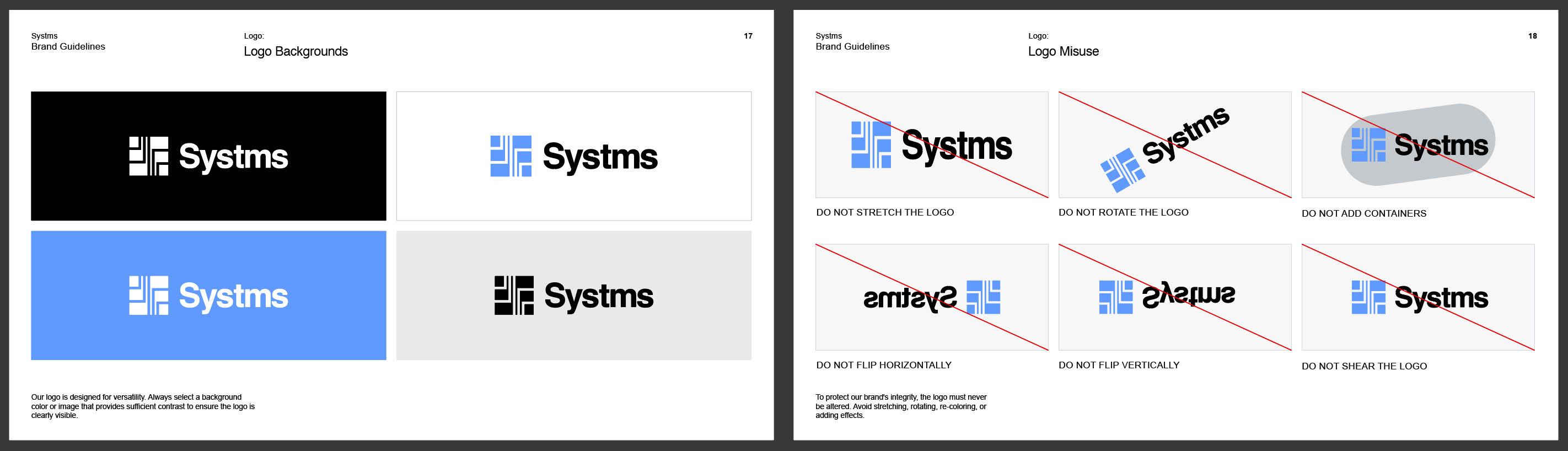 Brand Book created in Adobe Illustrator showing logo usage section