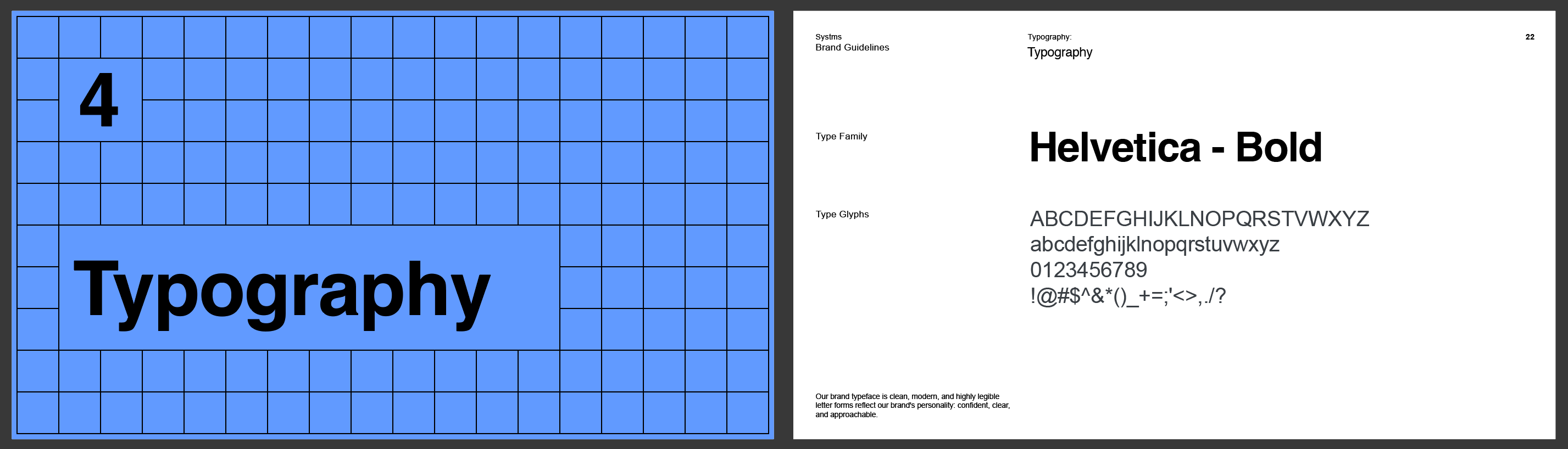Brand Book created in Adobe Illustrator showing typography section