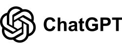 Logo ChatGPT avec texte noir et fond blanc.