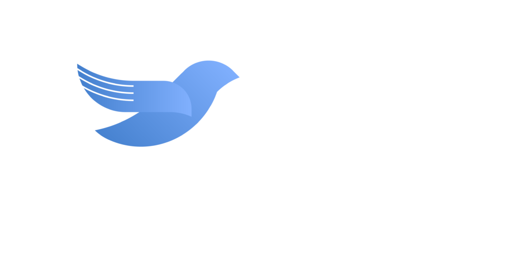 Logo of Humanitarian Giving Hope Organization featuring a blue bird above a white hand illustration.
