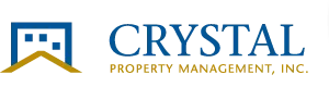 Crystal Property Management, Inc. logo featuring a stylized house roof and windows.