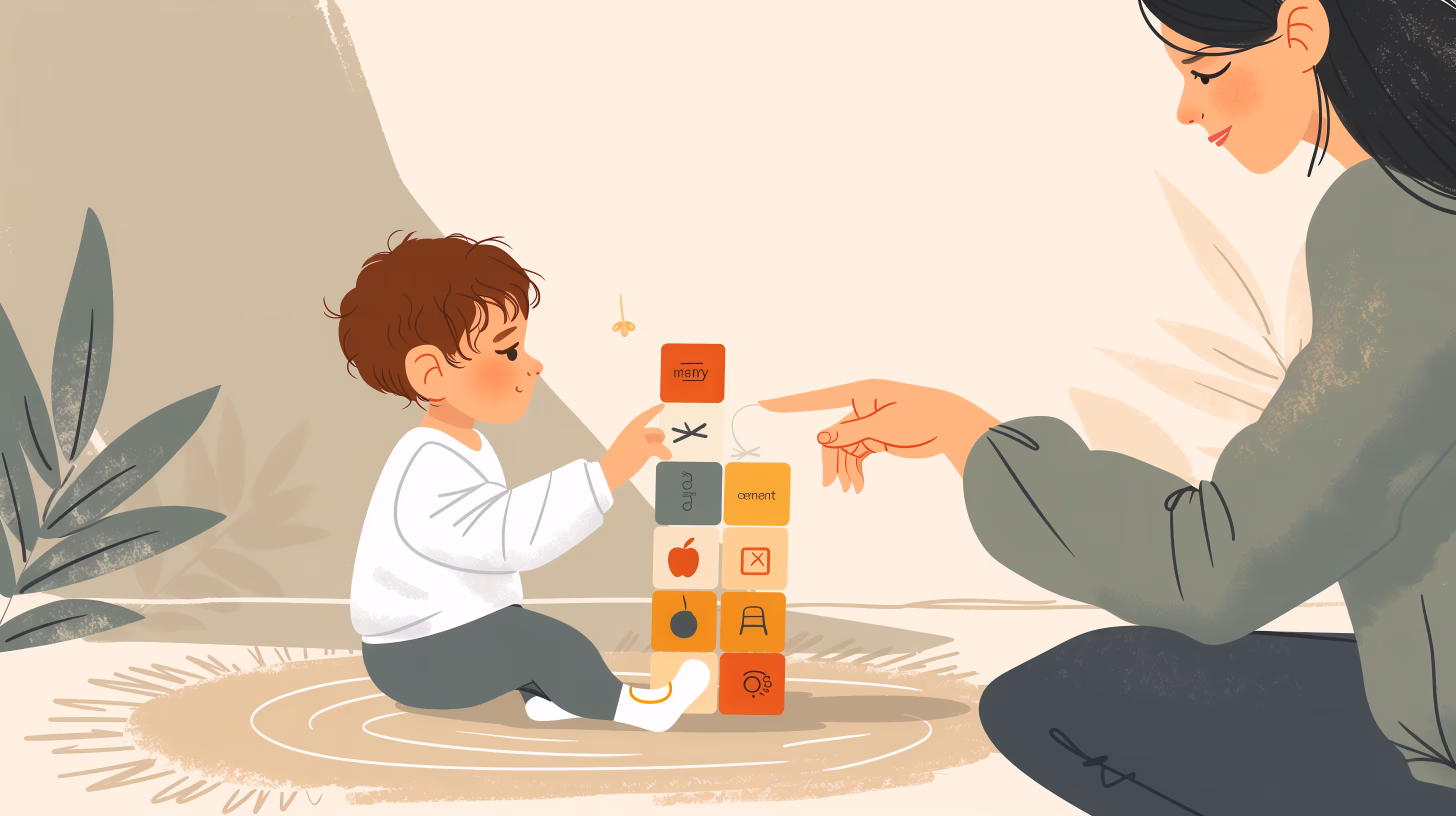 Young child with recurrent ear infections (otitis media) showing possible impact on hearing and speech development, with a caring parent seeking support.