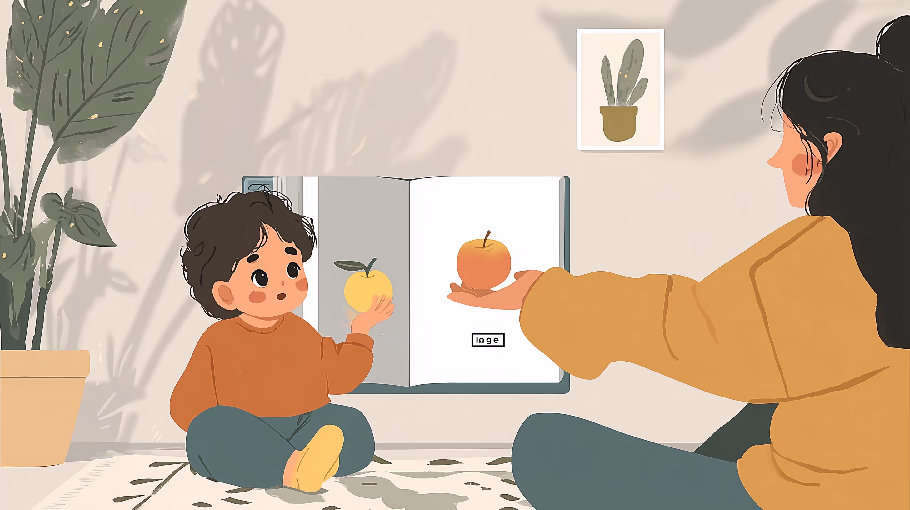 Young child with recurrent ear infections (otitis media) showing possible impact on hearing and speech development, with a caring parent seeking support.