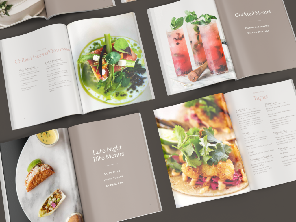 JW Marriott Banquet Pages laid out on table, digitally