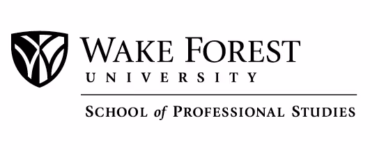 Wake Forest University School of Professional Studies logo with shield emblem and text.