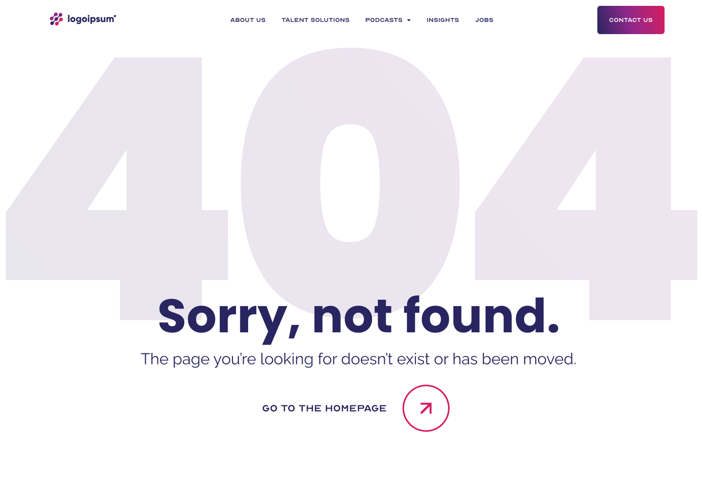 A website with a 404 error message.