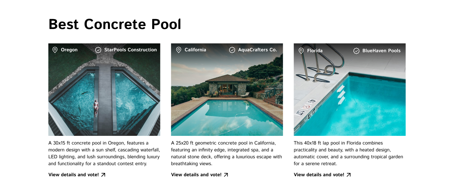 Best concrete pool voting on a website