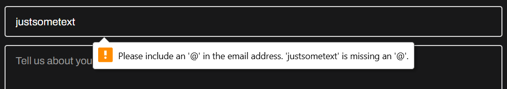 Webflow default empty required email field error message