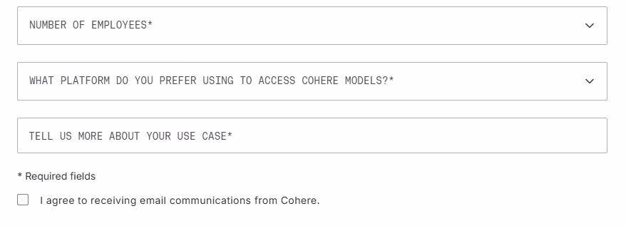 form with required fields