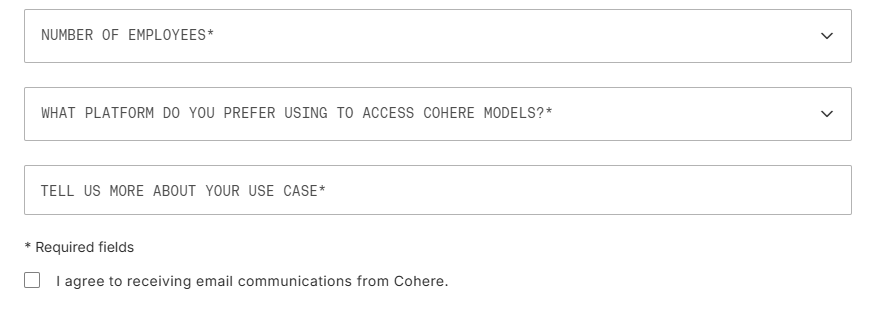 form with required fields