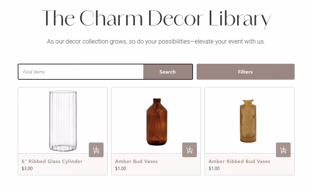 Full list of decor items
