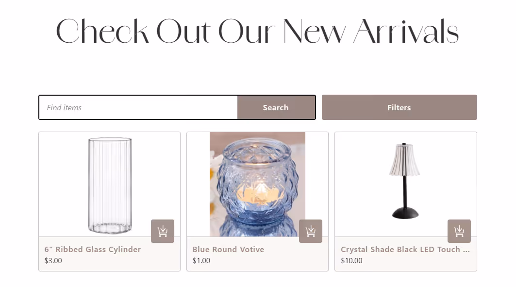 List of available new arrivals