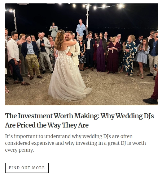 an example of a blogpost about wedding DJ pricing