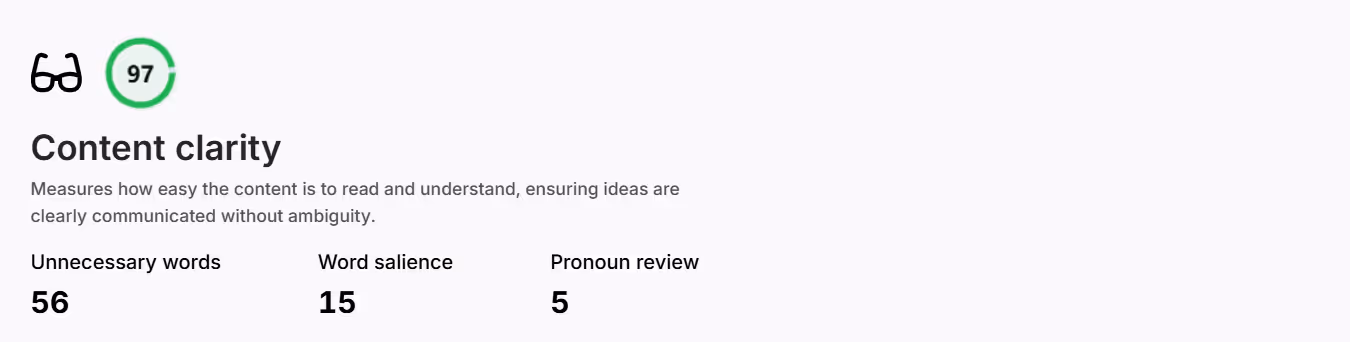 SCHOLAR's grade for content clarity