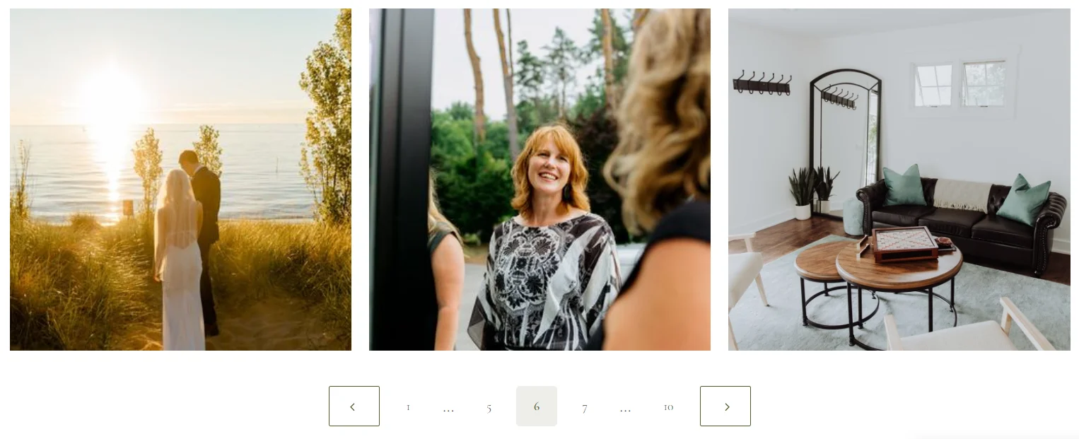 Custom pagination for a gallery section - screenshot