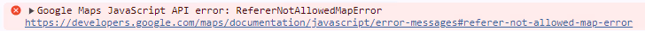 Map error as it shows in the console