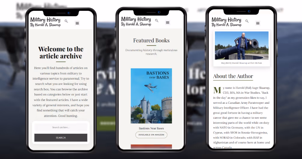 Screenshot from SilverHawkAuthor website in mobile